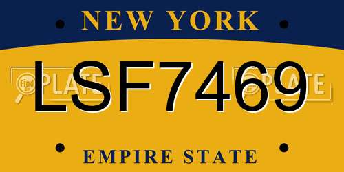 LSF7469 New York License Plate