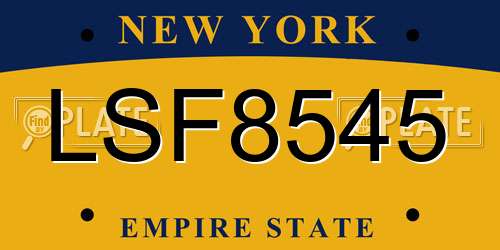 LSF8545 New York License Plate