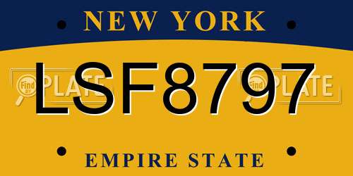 LSF8797 New York License Plate