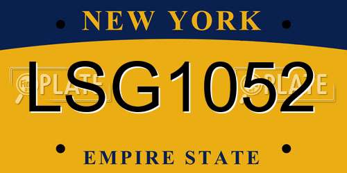 LSG1052 New York License Plate