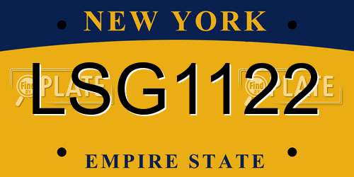 LSG1122 New York License Plate
