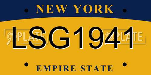 LSG1941 New York License Plate