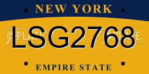 LSG2768 New York License Plate