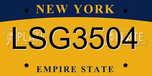 LSG3504 New York License Plate