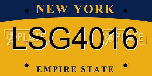 LSG4016 New York License Plate