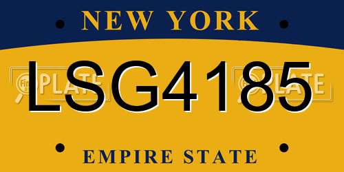LSG4185 New York License Plate