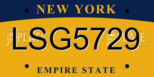 LSG5729 New York License Plate