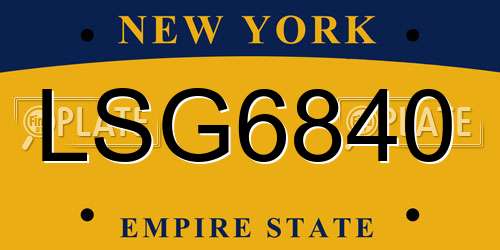 LSG6840 New York License Plate