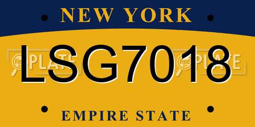 LSG7018 New York License Plate