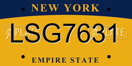 LSG7631 New York License Plate