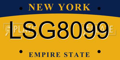 LSG8099 New York License Plate