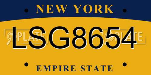 LSG8654 New York License Plate
