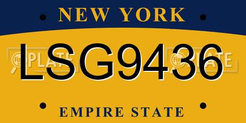 LSG9436 New York License Plate