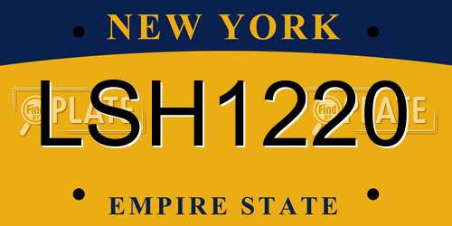 LSH1220 New York License Plate