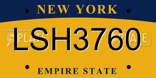 LSH3760 New York License Plate