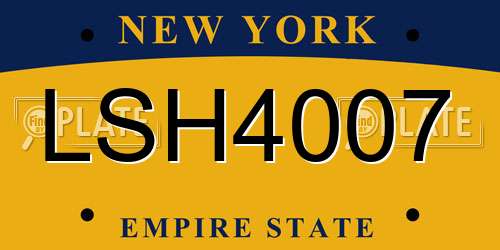 LSH4007 New York License Plate