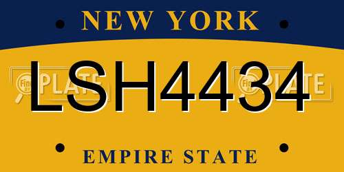 LSH4434 New York License Plate