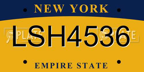 LSH4536 New York License Plate
