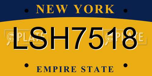 LSH7518 New York License Plate