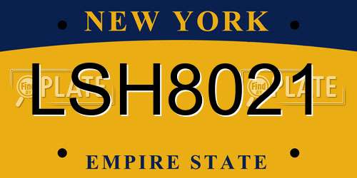 LSH8021 New York License Plate
