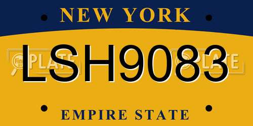 LSH9083 New York License Plate