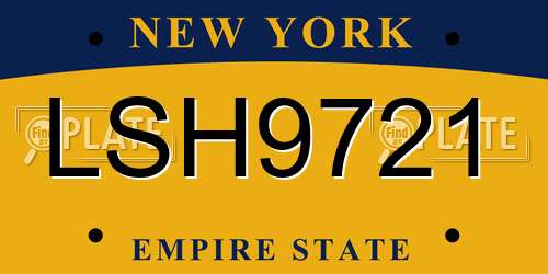 LSH9721 New York License Plate