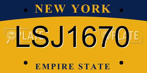 LSJ1670 New York License Plate