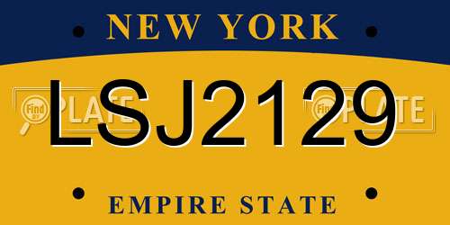 LSJ2129 New York License Plate