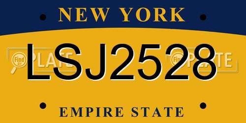 LSJ2528 New York License Plate