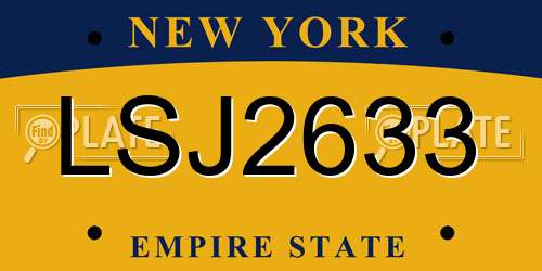 LSJ2633 New York License Plate