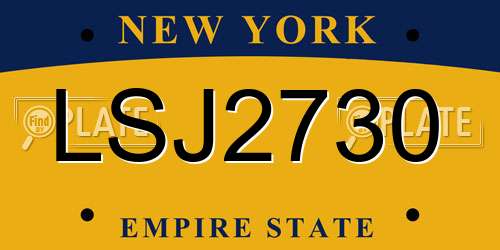 LSJ2730 New York License Plate