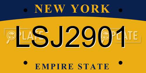 LSJ2901 New York License Plate