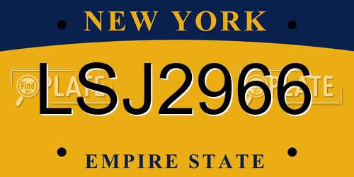 LSJ2966 New York License Plate
