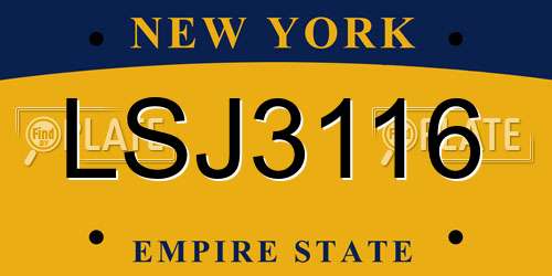 LSJ3116 New York License Plate