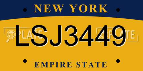 LSJ3449 New York License Plate