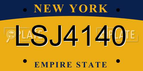 LSJ4140 New York License Plate