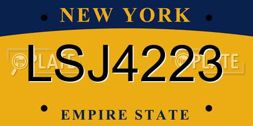 LSJ4223 New York License Plate