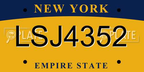 LSJ4352 New York License Plate