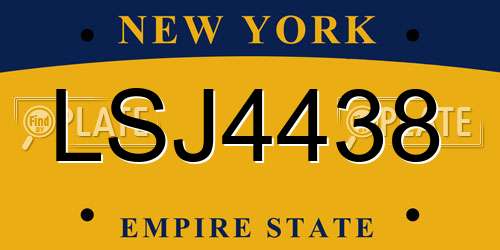LSJ4438 New York License Plate