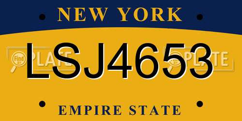 LSJ4653 New York License Plate
