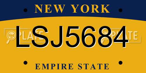 LSJ5684 New York License Plate