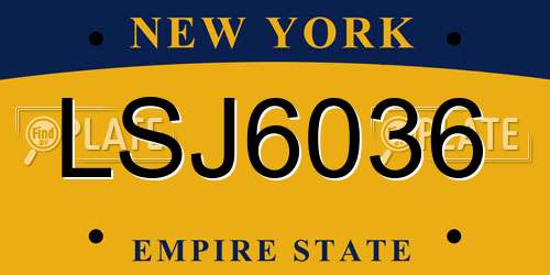 LSJ6036 New York License Plate