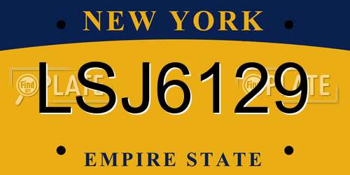 LSJ6129 New York License Plate