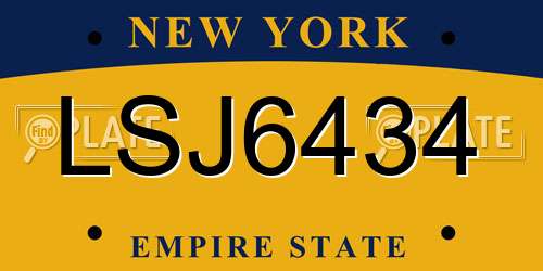 LSJ6434 New York License Plate