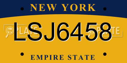 LSJ6458 New York License Plate