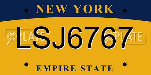 LSJ6767 New York License Plate