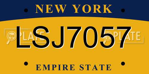 LSJ7057 New York License Plate