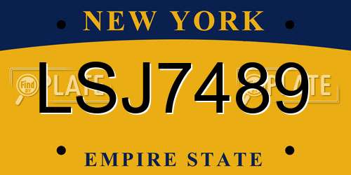 LSJ7489 New York License Plate