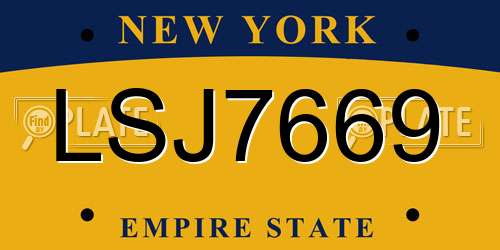 LSJ7669 New York License Plate