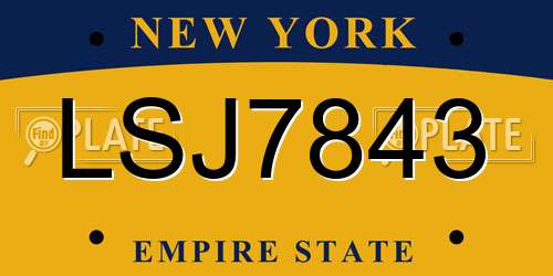 LSJ7843 New York License Plate